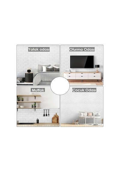 Ukab Dekor 70x38 Cm 0,27m² Silinebilir Beyaz Kendinden Yapışkanlı 3d Esnek Duvar Kağıdı Paneli Beyaz 70 X 77