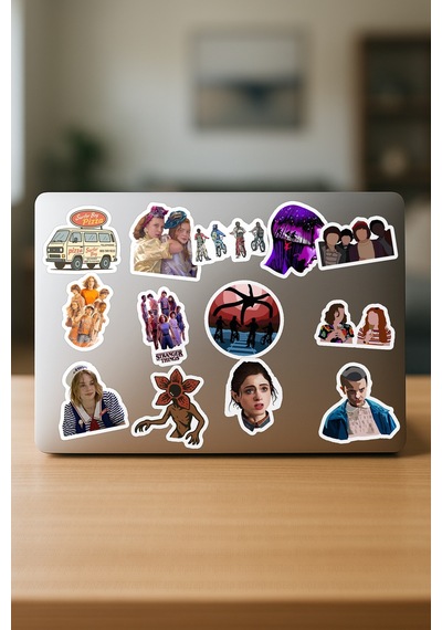 Stranger Things Dizi Telefon Laptop Bullet Journal Yapışkanlı Folyo Sticker Paketi 20 Adet Çok Renkli