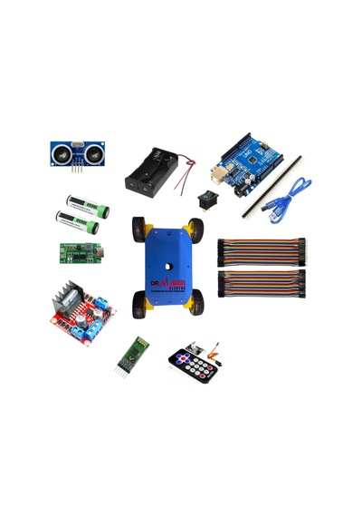 4wd Araç Şase Kiti Robot Araba Kiti Tüm Set Arduinolu