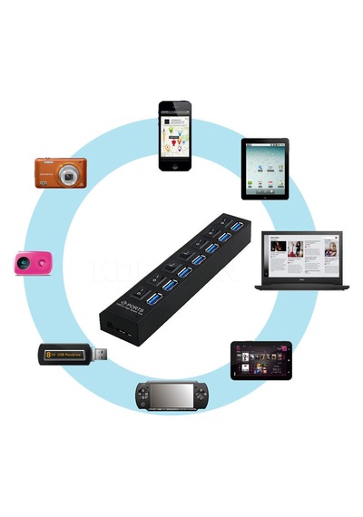 7 Port Usb 3.0 Hub Çoklayıcı Aç/kapa Tuşlu, Yüksek Hızlı Usb Splitter