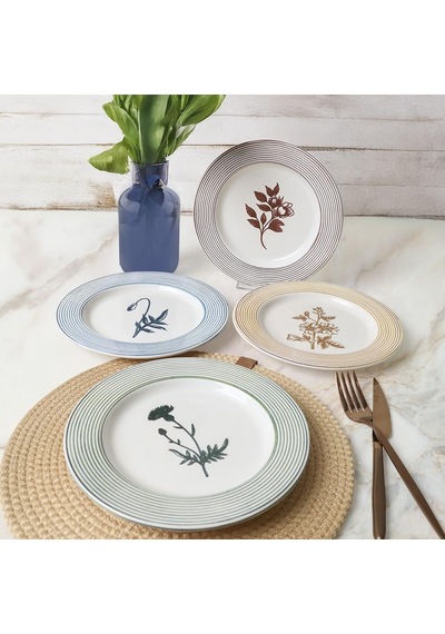 Floral Essence Assos Pasta Tabağı 22 Cm 4 Adet / 22890-93-94-22949 Çok Renkli