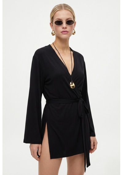 Ritnice Kadın Briana Ultra Soft Siyah Kimono