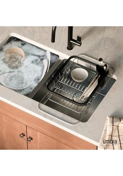 Multi-use Dish Rack Sinkin Çok Fonksiyonlu Tabak Standı Siyah/nikel, Metal, Büyük