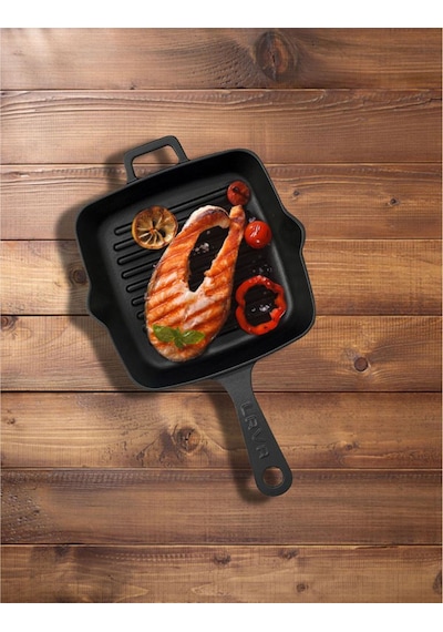 Lava Döküm Izgara Tavası 20x20 CM Metal Saplı