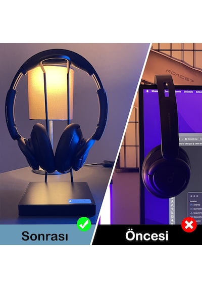 Crodle Kaymaz Tabanlı Askı Aparatlı Kulak Üstü Kulaklık Standı Mat Siyah