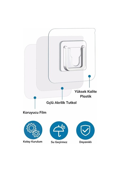Geçmeli Kendinden Yapışkanlı Klips Eşya Sabitleme Askısı 6lı Set Plastik Beyaz Tr Diğer