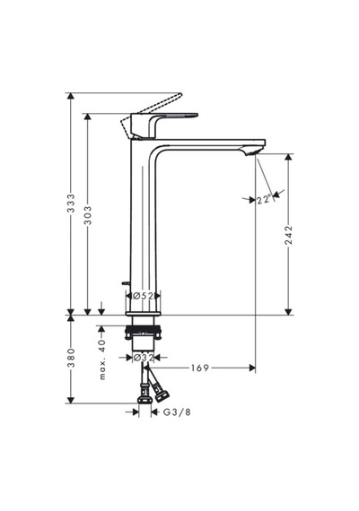 Hansgrohe Rebris S Lavabo Bataryası 240 72590000 Krom
