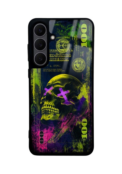 Samsung Uyumlu  S25 Fe Yellow Neon Skull Chaos Tasarımlı Glossy Telefon Kılıfı Sarı