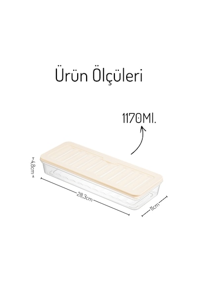 4 Adet 1170ml. Freshbox Saklama Kabı Seti - Mikrodalga Ve Difrize Uyumlu Krem