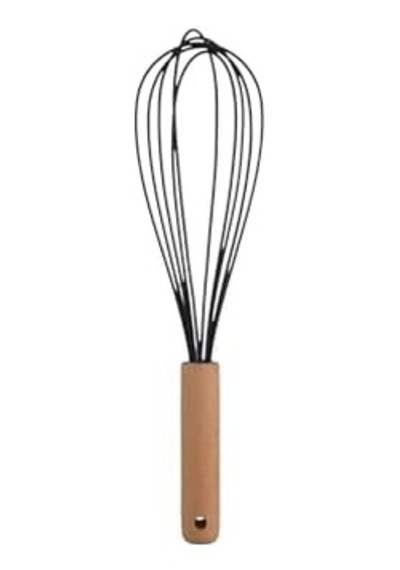 Ahşap Saplı Silikon Mutfak Hazırlık Çırpıcısı, Siyah, 27 Cm, 1 Adet