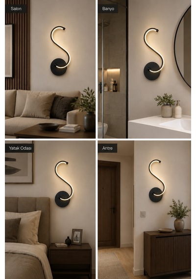 AvizeGO Simon Modern Led Duvar Apliği Günışığı Siyah