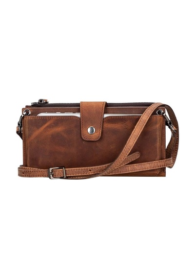 Lozan Strap 6.5 İnch Uyumlu Deri Kartlıklı Kılıf G2 Kahve Kahverengi