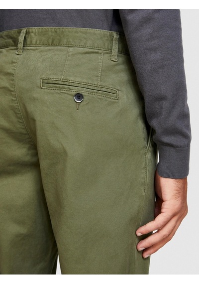 Sisley Slim Fit Vintage Efekt Chino Pantolon Erkek Yeşil T-shirt - 323a4dm6sf02y Haki
