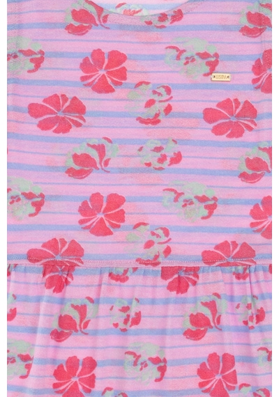 U.S. Polo Assn. Kız Çocuk Açık Pembe Bisiklet Yaka A-Form Desenli Örme Elbise 50306245-VR078