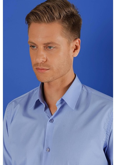 Efor Gk 683 Slim Fit Koyu Mavi Klasik Gömlek Koyu Mavi