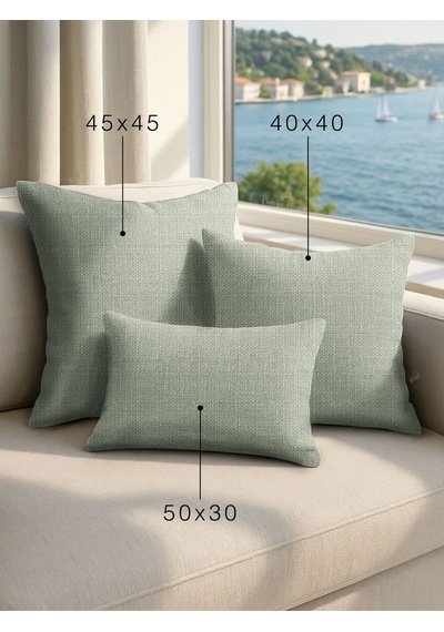 Br Demor Home Keten Dokulu Mint Rengi Kırlent Yastık Kılıfı