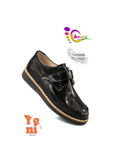 Sermoda Lil Amore Cırt Cırtlı Erkek Çocuk Ayakkabısı Okul & Sünnet Düğünü İçin Klasik Model Rugan Siyah Sermoda Lil Amore Cırt Cırtlı Erkek Çocuk Ayakkabısı Okul & Sünnet Düğünü İçin Klasik Model Rugan Siyah
