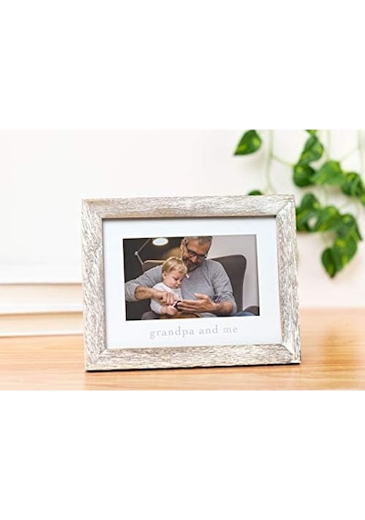 Pearhead Grandpa & Me Keepsake Rustik Resim Çerçevesi, Babalar Günü Hediyesi Büyükbaba İçin Eskitilmiş Açık Gri