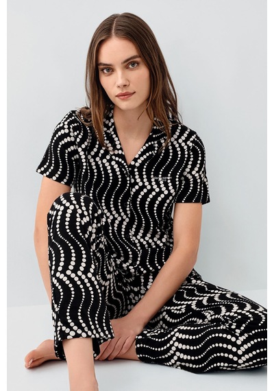 Pierre Cardin Kadın Siyah Gömlek Pijama Takım Pc9168-s-v1 Siyah