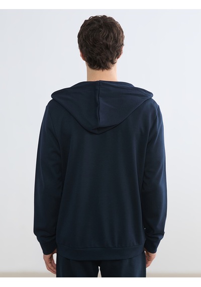 Lcwaıkıkı Basic Lacivert Kapüşonlu Erkek Fermuarlı Sweatshirt