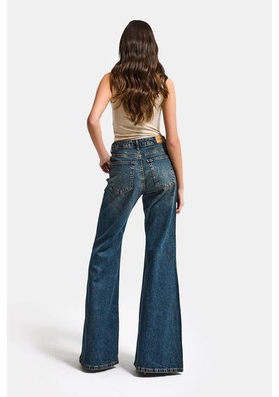 Itsbasic Kadın Tint Kot Rengi 2w5-8 Mry Flare Fit Komfort Kumaş İç Boy 83cm Denim Jean