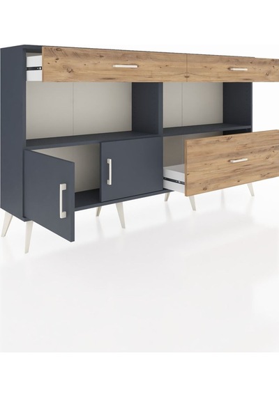 Arges Konsol 2 Raflı 3 Çekmeceli 2 Kapaklı 176x30x99 Antrasit-ant Antrasit-antrasit/çam Arges Konsol 2 Raflı 3 Çekmeceli 2 Kapaklı 176x30x99 Antrasit-ant Antrasit-antrasit/çam