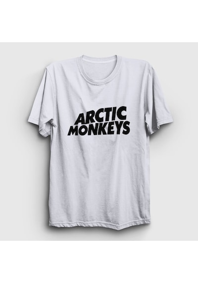 Presmono Unisex Logo Arctic Monkeys T-shirt Beyaz