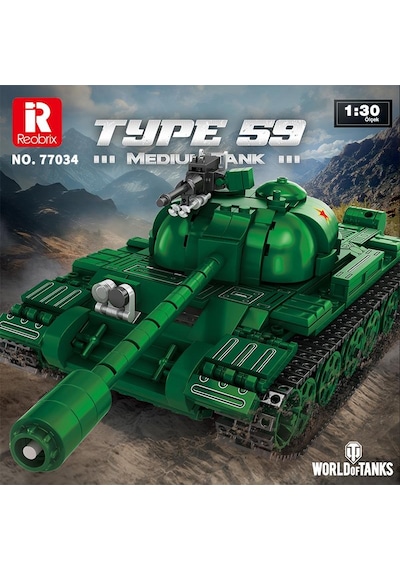 Reobrix 77035 World Of Tanks Çin Orta Tankı Type 59 Yaratıcı Yapı Blok Seti Building Blocks Chinese Medium Tank - 748 Parça