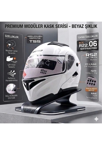 Mx Helmets 902 Çene Açılır Motosiklet Kaskı Beyaz
