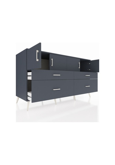 Kronos Konsol 2 Raflı 4 Çekmeceli 4 Kapaklı 176x59x99 Antrasit-an Antrasit-antrasit