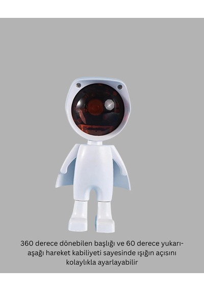 Kompakt Astronot Tasarımlı Şarjlı Ortam Lambası 1 Adet Çok Renkli