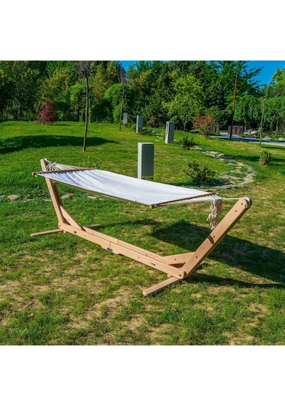 Ugli Katlanabilen Portatif Ahşap Hamak Ayağı - Hamak Standı Naturel