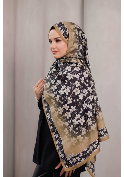 Mimiyum Flora Desen Soft Şal Latte