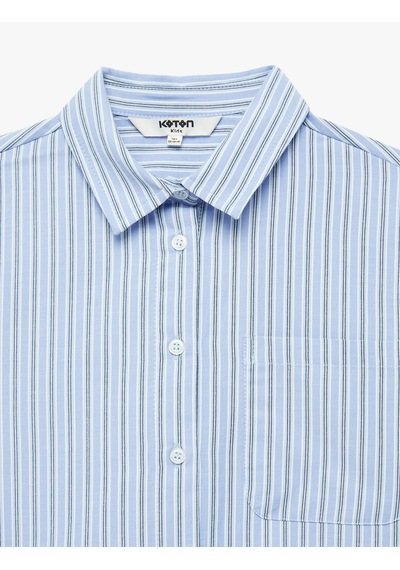 Koton Fiyonk Detaylı Uzun Kollu Gömlek Yaka Oversize Çizgili Gömlek Mavi Çizgili 7wkg60014aw Koton Fiyonk Detaylı Uzun Kollu Gömlek Yaka Oversize Çizgili Gömlek Mavi Çizgili 7wkg60014aw