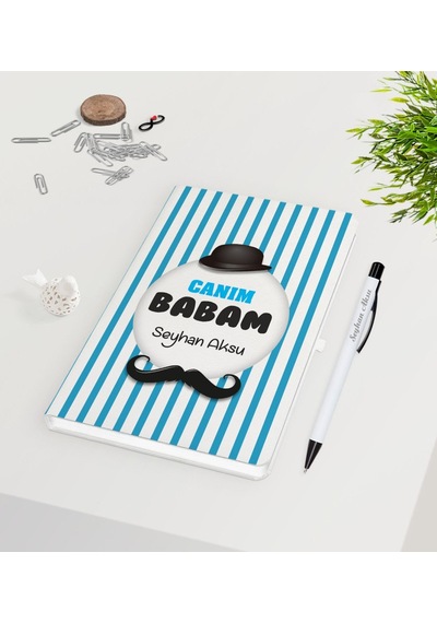 Kişiye Özel Canım Babam Tasarımlı Beyaz Defter Kalem Seti - Model N11.1342