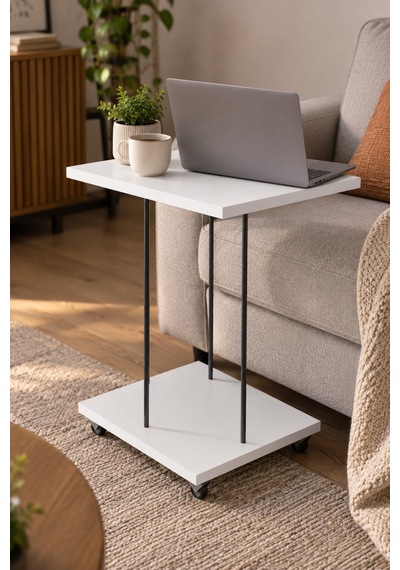 Sulorahome Tekerlekli Laptop Ve Servis Sehpası Beyaz