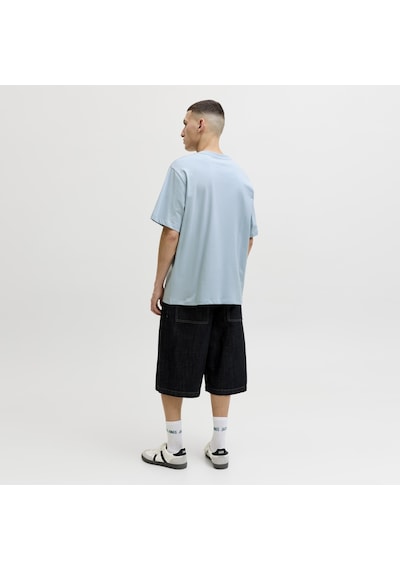Jack & Jones Erkek Gögüs Baskili Bisiklet Yaka Tisört - Corals - 12288345 Mavi