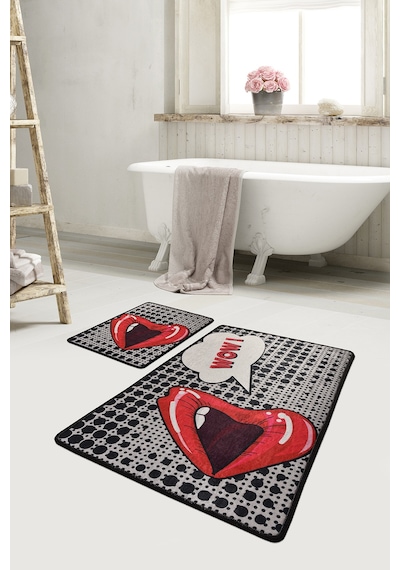 Kıss Djt 2 Lı Set Banyo Halısı Banyo Halısı, Paspas Çok Renkli