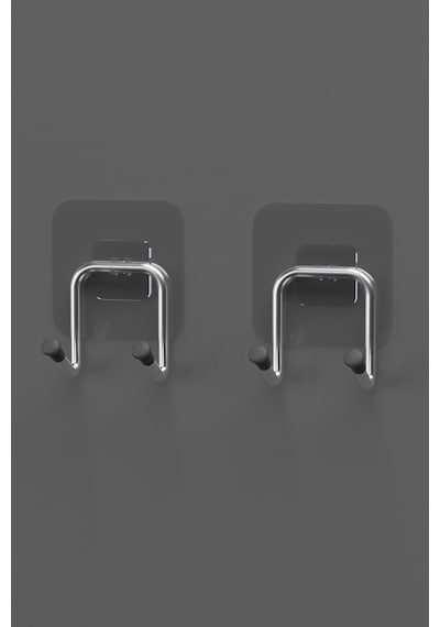 Krom Gümüş Yapışkanlı 2 Adet Kancalı Banyo Mutfak Askısı Askılık Duvar Askı Organizer Metalik Diğer