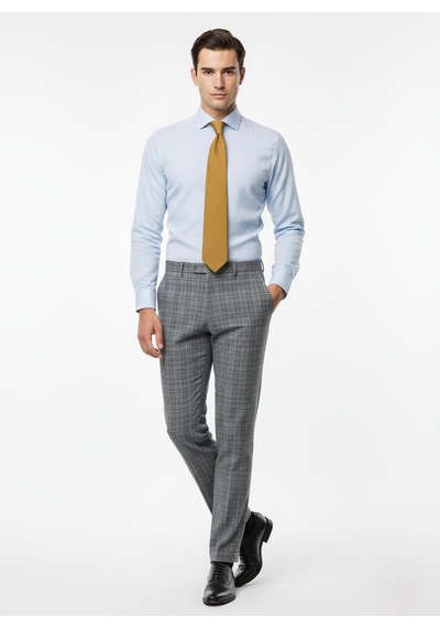 Presto Erkek Slimfit Likralı Kareli Desen Pantolon Mavi 3184-340 Mavi