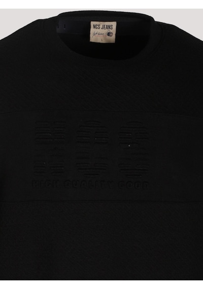 Erkek Sweatshirt Siyah Kabartma Baskılı Bisiklet Yaka Logo Detay Cotonel Kumaş Sweat Ncs Jeans 1614-siyah Siyah