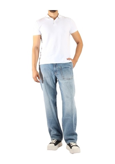 Dikiş Detaylı Çok Cepli Mavi Wide Leg Pantolon Siyah Mavi
