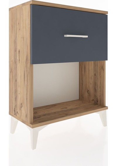 Arges Komodin Tek Çekmeceli 60x30x80 Çam-antrasit Atlas Çam