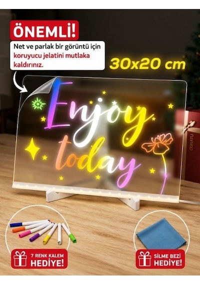 12 Inc Led Işıklı Çizim Tahtası Ayarlanabilir Stant Ve Kalemleri Çizim Tahtası 30x20 5131 4160980