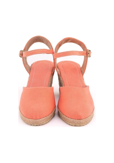 Star Tombis Gerçek Elişi Topuğu Açık Bilekten Bantlı Dolgu Topuk Keten Hasır Espadril Handmade Nar Çiçeği Narçiçeği