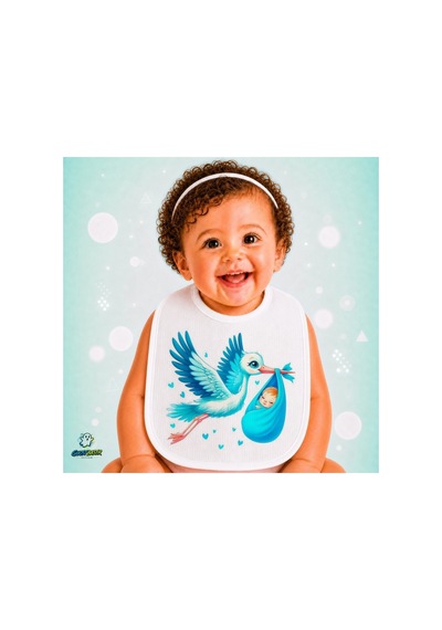 Uçan Leylek Keten Bebek Mama Önlüğü Yumuşak - Emici - Yıkanabilir - Özel Tasarım P201 Çok Renkli