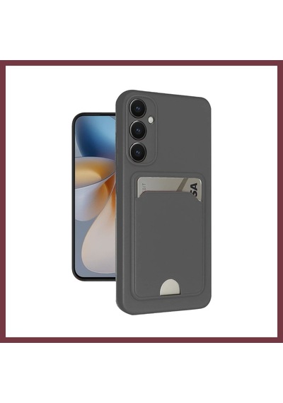 Storeşahin Samsung Uyumlu Galaxy S24 Fe Kılıf Kelvin Kartvizitli Silikon - Gri Shn0720