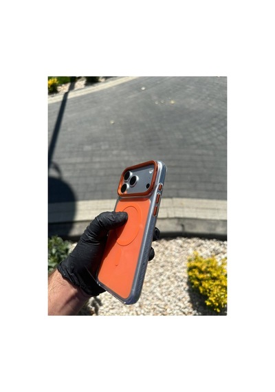 Metal Kamera Standlı Sert Mavi Şeffaf Kılıf Turuncu - 924133003 Turuncu