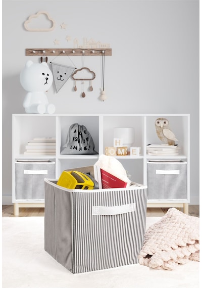 Adarya Home Dolap İçi Çamaşır Ve Oyuncak Düzenleyici Kapaksız Saklama Kutusu 30x30x30 Cm Çizgili Diğer