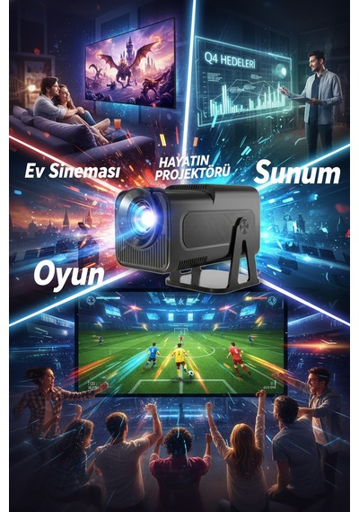 4k Led Akıllı Projeksiyon 300 Ansı Lümen Kablosuz Aktarım Hdmı & Usb